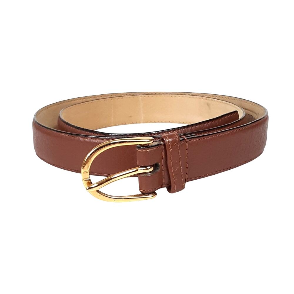 Vintage Neil Martin Genuine Leather Belt Lt Brown Brass Buckle Sz 34 Minimalist